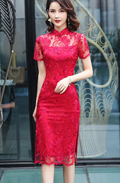 Red Lace Qipao / Cheongsam Wedding Dress