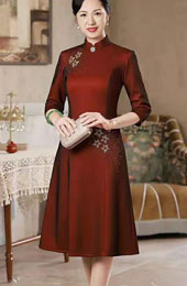 Mothers Beads A-Line Winter Qipao / Cheongsam Dress