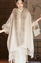 Faux Fur Wool Cheongsam Winter Shawl Wrap Cape