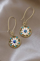 Zircon Daisy Flower Drop Dangle Earrings