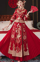 2023 Embroidered Phoenix Wedding Bride Qun Kwa Xiuhe