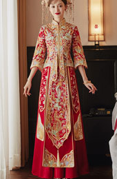 2024 Beaded Dragon Phoenix Wedding Bride Qun Kwa Xiu He