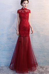 Fishtail Qipao / Cheongsam Wedding Dress with Illusion Skirt