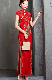 Ankle-length Lace Cheongsam / Qipao Wedding Dress