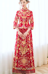 2023 Beads Embroidered Dragon Phoenix Wedding Bride Qun Kwa