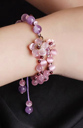 Purple Crystal Amethyst Beads Bracelets, Handmade String Bracelet