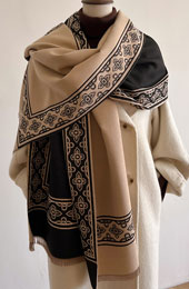 Black Khaki Plus Size Floral Women Wrap Shawl