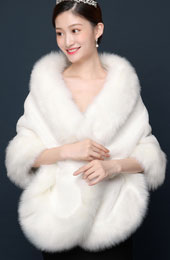 White Red Winter Artificial Fur Wedding Bride Wrap Shawl