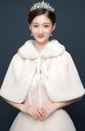 Artificial Fur Evening Party Wedding Bride Tie Wrap Shawl