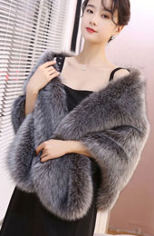 Women Winter Faux Fur Wrap Shawl for Wedding Evening Party