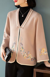 Sequined Embroidered Women Knit Cardigan Jacket