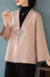Floral Embroidered Women Mothers Knit Cardigan
