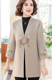 Embroidered Floral Women Mothers Knit Cardigan Jacket