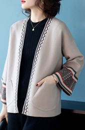 Open Front Women Mothers Knit Pocket Cardigan Jacket