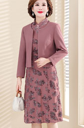 2 Pieces Mothers Floral Cheongsam Qipao Dress & Jacket