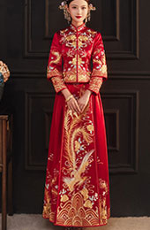 2024 Embroidered Phoenix Wedding Bride QunKwa Xiuhe