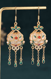 Gold Plated Jade Drop Dangle Earrings