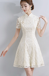 Bridesmaids Short A-Line Lace Qipao / Cheongsam Evening Dress