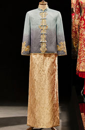 Shimmer Sequins Men Wedding Qun Kwa Jacket & Skirt