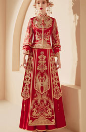 2024 Beaded Embroidered Phoenix Wedding Bride Qun Kwa XiuHe