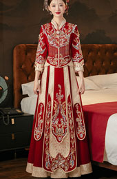 Sequined Beaded Velvet Tassels Wedding Bridal Qun Kwa Xiuhe
