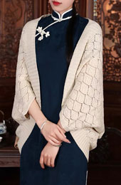 Knit Cheongsam Wrap Shawl Scarf With Sleeves