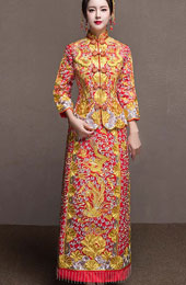 Clearance Wedding Qun Gua with Embroidered Phoenix & Dragon