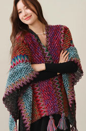 Color Block Knit Winter Women Wrap Shawl