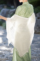 White Crochet Knit Cheongsam Wrap Shawl