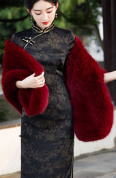 White Burgundy Faux Fur Wrap Shawl