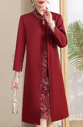 Red Bridal Mothers Winter Cheongsam Qipao Dress