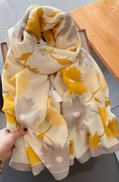 Lightweight Floral Print Linen Women Scarf Shawl