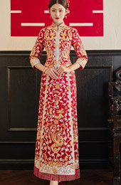 2025 Wedding Bride Qun Kwa with Dragon & Phoenix Embroidery