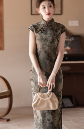 Chinese Painting Print Cheongsam Qipao Dress