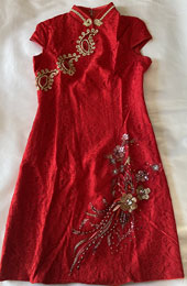Red Lace Appliques Short Wedding Cheongsam Qipao Dress