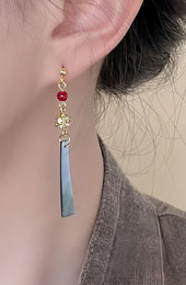 Vintage Agate Rhinestone Dangle Drop Earrings