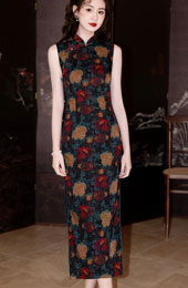 2025 Summer Floral Print Cheongsam Qipao Dress