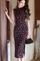 2025 Summer Floral Cheongsam Qipao Dress