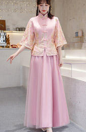 Clearance Pink Bridesmaid Wedding Qun Kwa & Tulle Skirtc