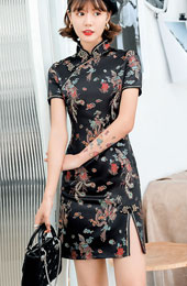 Jacquard Phoenix Dragon Cheongsam Qipao Dress