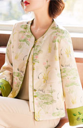 Lotus Print Mothers Cheongsam Jacket Blouse