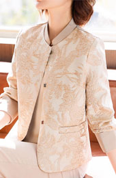 Champagne Jacquard Cheongsam Jacket Blouse