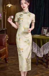 Floral Ramie Summer Qipao Cheongsam Dress