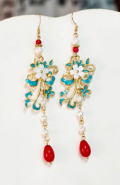 Alloy Flower Agate Drop Clip On Dangle Earrings