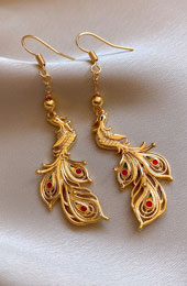 Gold Phoenix Lightweight Dangle Drop Earrings