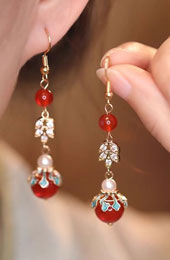 Rhinestone Agate Wedding Bridal Dangle Drop Earrings