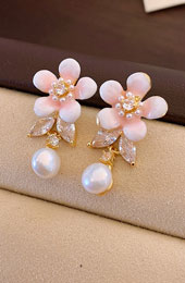 Zircon Flower Alloy Dangle Drop Earrings