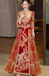 Fanciful Sequins Beads Wedding Bride Qun Kwa Xiuhe