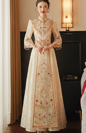 Champagne Sequins Beads Tassels Mesh Bridal Qun Kwa