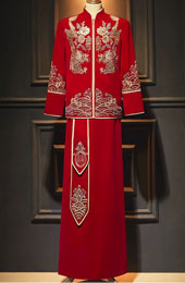 Sequins Dragon Man Wedding Qun Kwa Jacket & Skirt